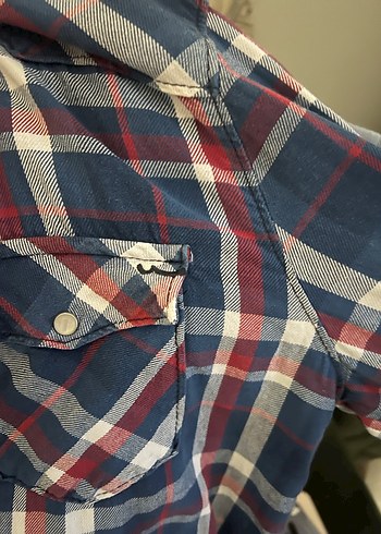 Düğmeli Mavi Pamuklu Kadın Gömlek - Görsel 5