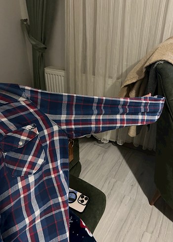 Düğmeli Mavi Pamuklu Kadın Gömlek - Görsel 8