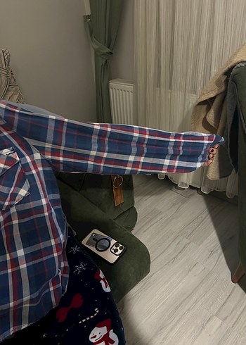 Düğmeli Mavi Pamuklu Kadın Gömlek - Görsel 7