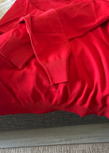 Kırmızı Kadın Saten Sweatshirt - Görsel 2