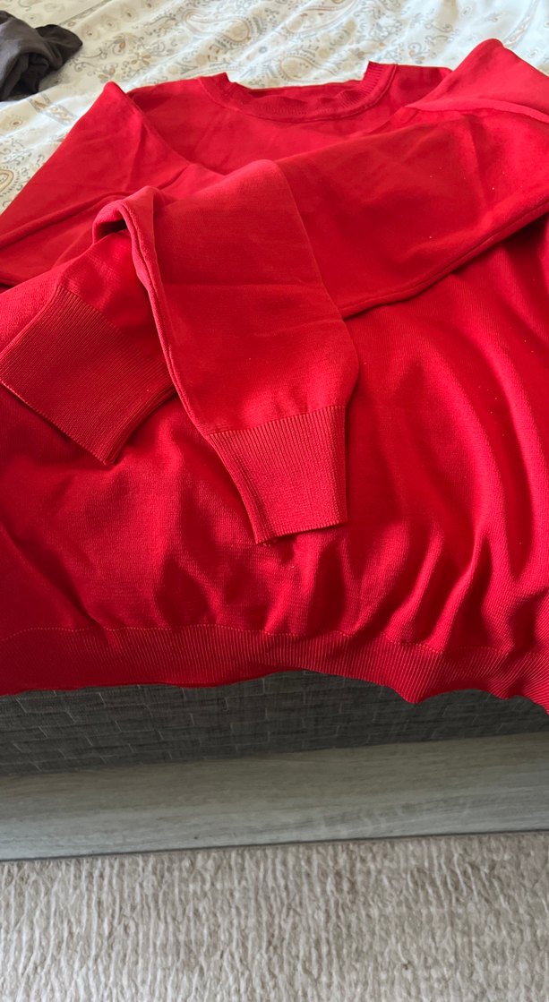 Kırmızı Kadın Saten Sweatshirt - Görsel 2