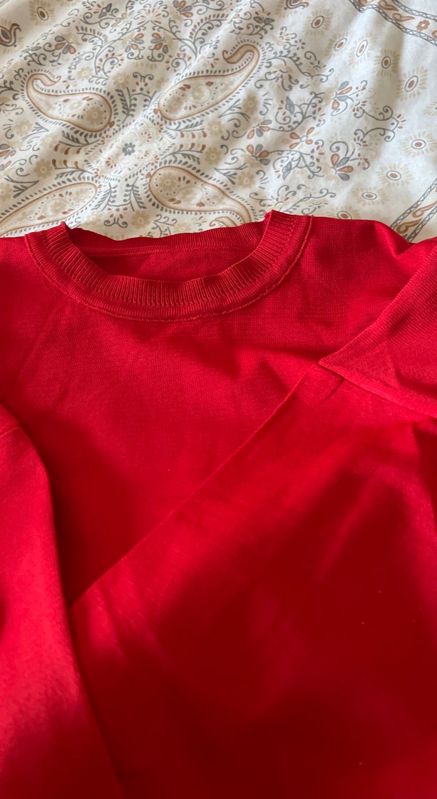 Kırmızı Kadın Saten Sweatshirt - Görsel 3