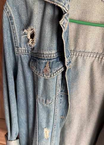 Düğmeli Gevşek Kesim Kadın Kot Ceket - Görsel 6