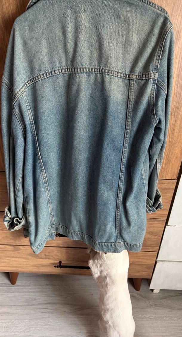 Düğmeli Gevşek Kesim Kadın Kot Ceket - Görsel 5