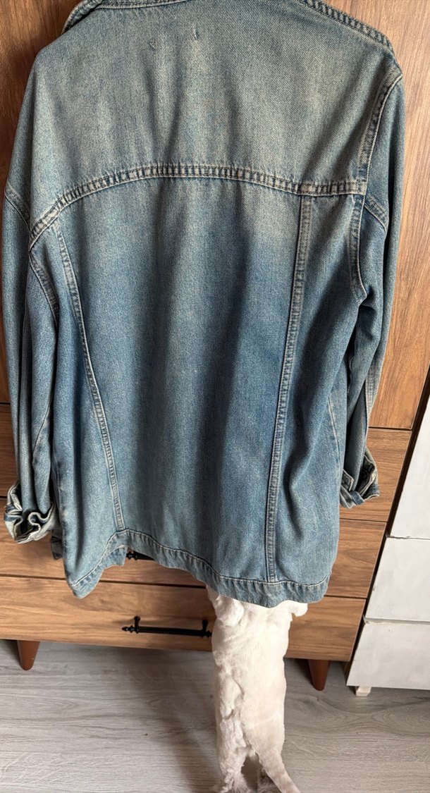 Düğmeli Gevşek Kesim Kadın Kot Ceket - Görsel 4