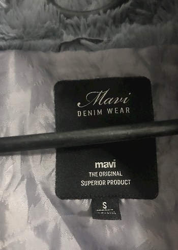 s Beden Mavi marka Gri Yumuşak Kürklü Kadın Ceket