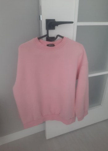 Pembe Kadın Bisiklet Yaka Sweatshirt