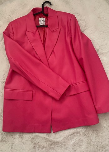 Pembe Kadın İpek Görünümlü Blazer Ceket