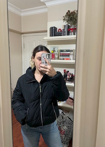 Kadın Siyah Fermuarlı Midi Kışlık Mont - Görsel 4