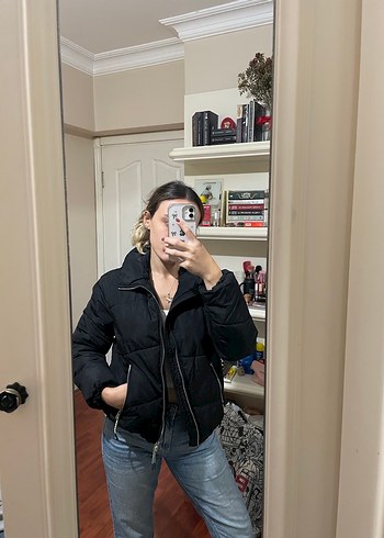 Kadın Siyah Fermuarlı Midi Kışlık Mont - Görsel 5