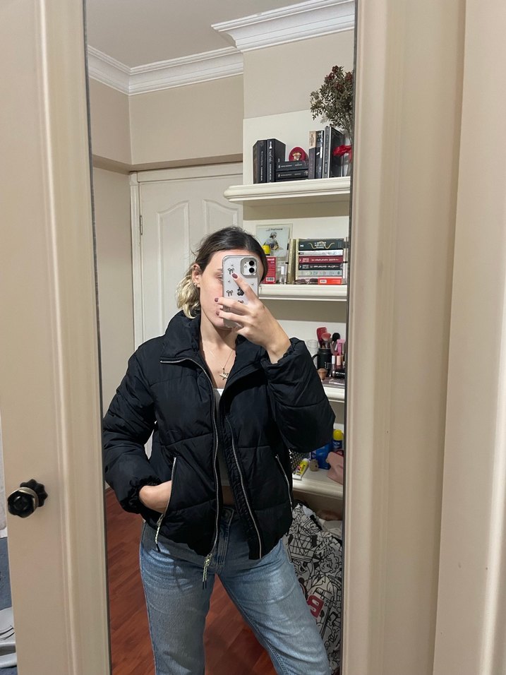 Kadın Siyah Fermuarlı Midi Kışlık Mont - Görsel 5