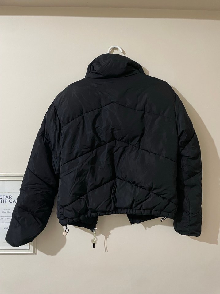 Kadın Siyah Fermuarlı Midi Kışlık Mont - Görsel 2