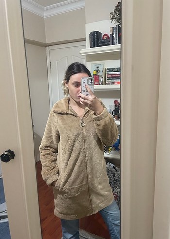 Bej Midi Kadın Ceket, Rahat ve Şık - Görsel 2