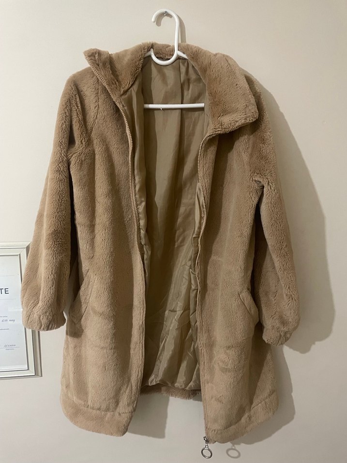 Bej Midi Kadın Ceket, Rahat ve Şık - Görsel 3