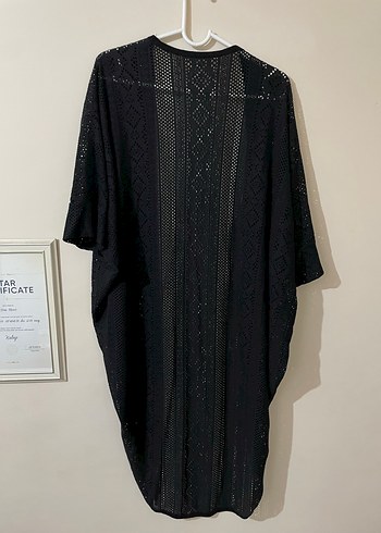 Şeffaf Siyah Uzun Kollu Midi Kadın Hırka - Görsel 3