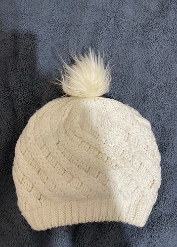 Örgü Beyaz Kadın Bere - Görsel 2