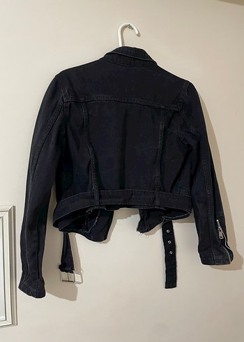 Siyah Kadın Denim Ceket, Fit Kesim, Midi Boy - Görsel 4