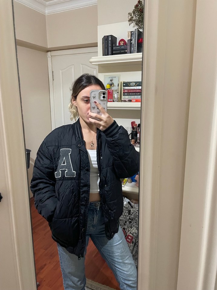 Siyah Puff Mont, Normal Boy, Salaş Kesim - Görsel 2