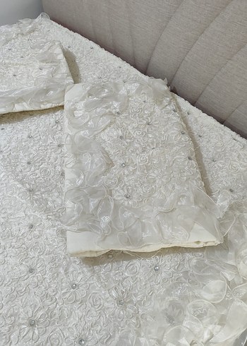 Nakışlı Kırık Beyaz  Yatak Örtüsü - Görsel 4