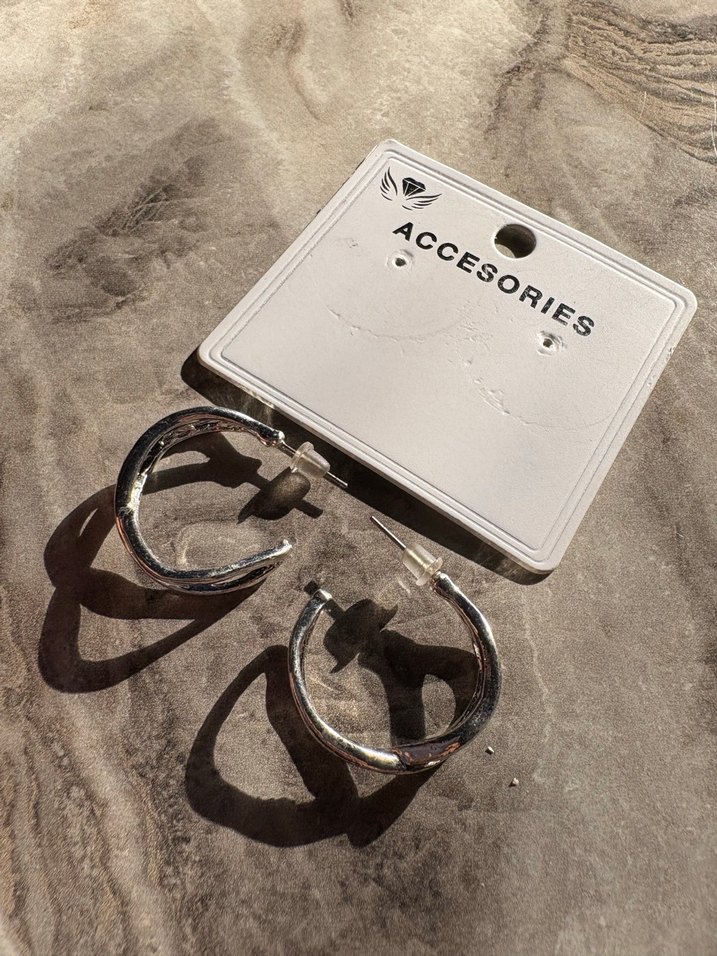 Gri Mini Tokalı Kadın Küpeler - Görsel 2