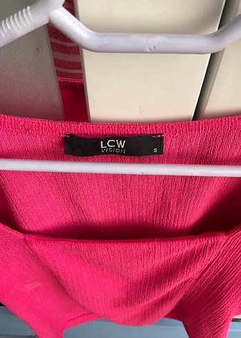 LC Waikiki Pembe Keten Fitted Bluz, Kısa Kollu, Tek Renk