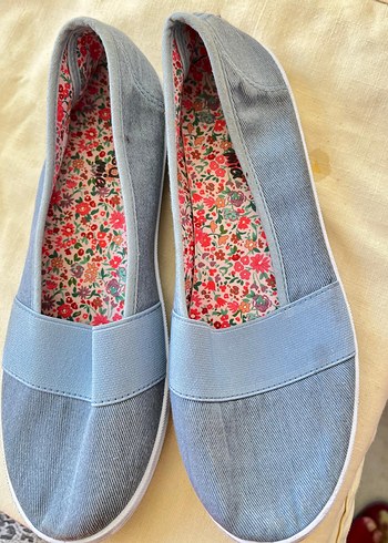 Gri Denim Kadın Dolgu Topuklu Babet 38 numara
