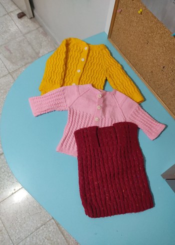 Diğer Renkli Kız Çocuk Triko Hırka 3'lü Set
