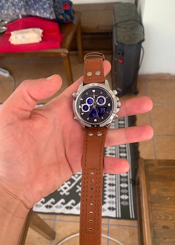 Kahverengi Deri Kayışlı Erkek Kol Saati - Görsel 6