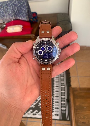 Kahverengi Deri Kayışlı Erkek Kol Saati - Görsel 2