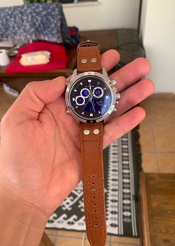 Kahverengi Deri Kayışlı Erkek Kol Saati - Görsel 9