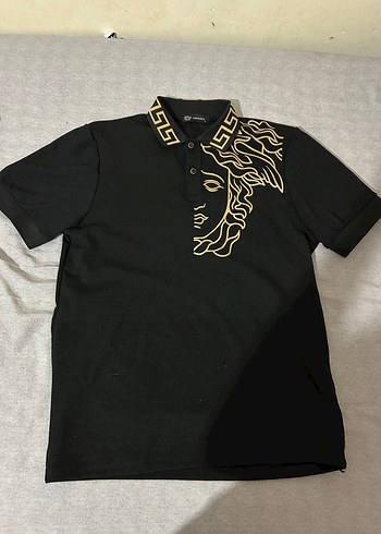 Versace Siyah Desenli Erkek Polo Tişört