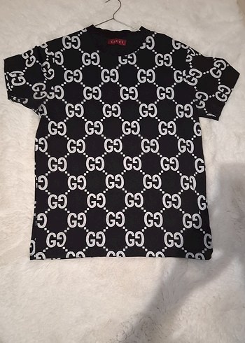 Siyah Gucci Baskılı Pamuklu Tişört