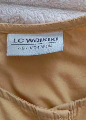 7 Yaş Beden Sarı Kız Çocuk Keten Düğmeli Elbise