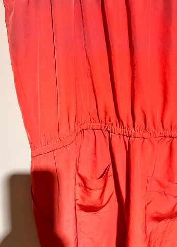 Kadın Kırmızı Mini Düğmeli Tulum - Görsel 5