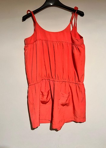 Kadın Kırmızı Mini Düğmeli Tulum - Görsel 3