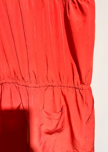 Kadın Kırmızı Mini Düğmeli Tulum - Görsel 6