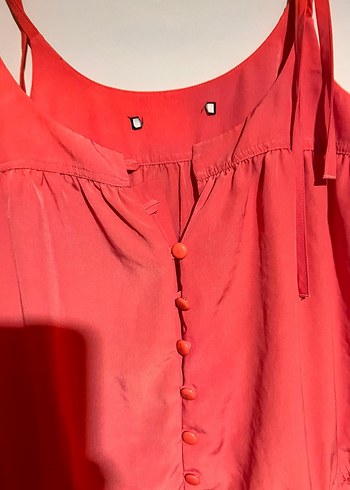 Kadın Kırmızı Mini Düğmeli Tulum - Görsel 2