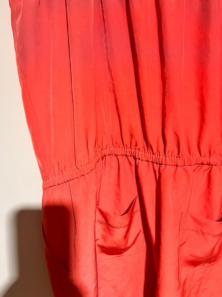 Kadın Kırmızı Mini Düğmeli Tulum - Görsel 5