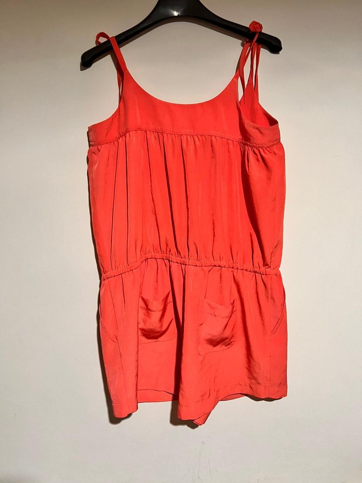 Kadın Kırmızı Mini Düğmeli Tulum - Görsel 3