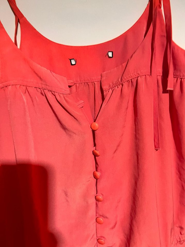 Kadın Kırmızı Mini Düğmeli Tulum - Görsel 2