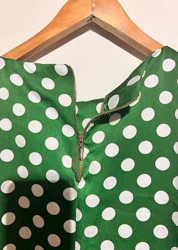 38 Beden yeşil Renk Puantiye Desenli Tunik ve elbise
