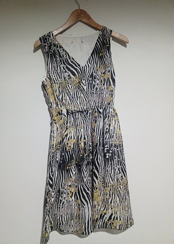 Desenli Uzun V Yaka Kadın elbise - Görsel 10