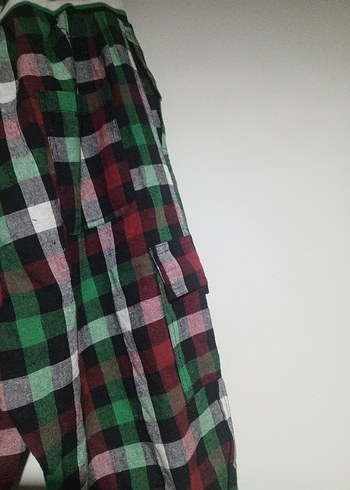 Renkli Kareli  kapri pantolon - Görsel 6