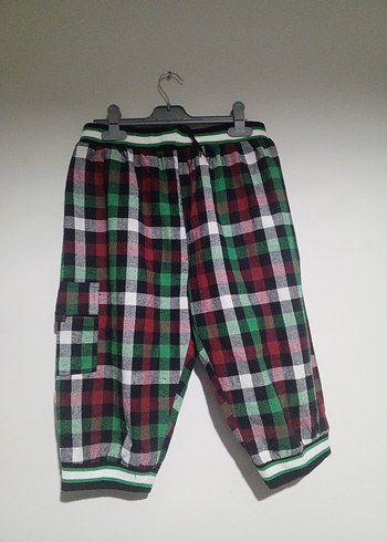 Renkli Kareli  kapri pantolon - Görsel 9