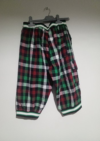 Renkli Kareli  kapri pantolon - Görsel 2