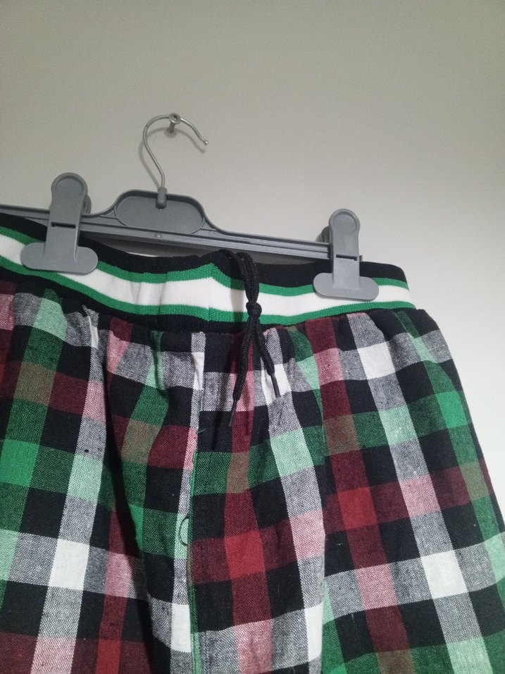 Renkli Kareli  kapri pantolon - Görsel 3