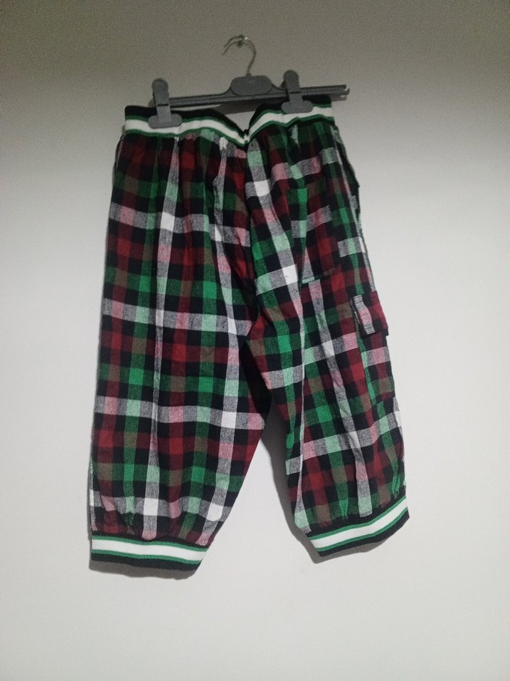 Renkli Kareli  kapri pantolon - Görsel 2