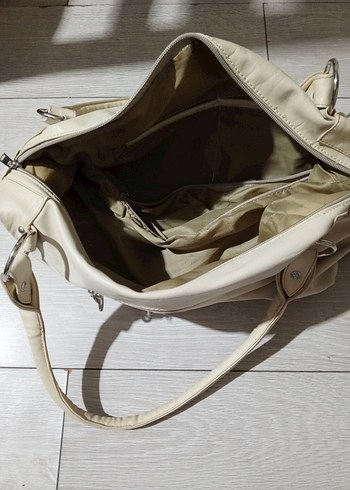 Bej Deri Kadın Omuz Çantası - Görsel 4