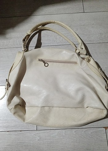 Bej Deri Kadın Omuz Çantası - Görsel 2