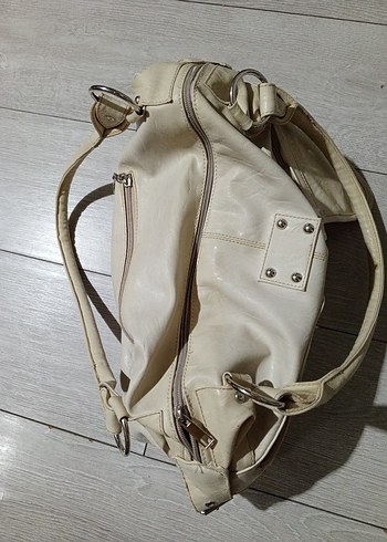 Bej Deri Kadın Omuz Çantası - Görsel 3